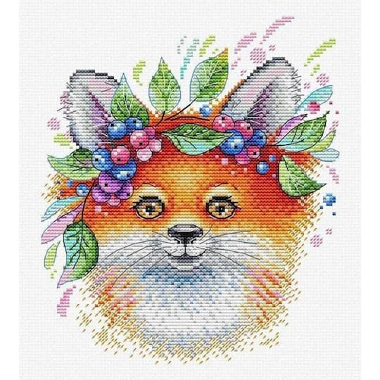 MP Studia Fox With Flowers Cross Stitch Kit